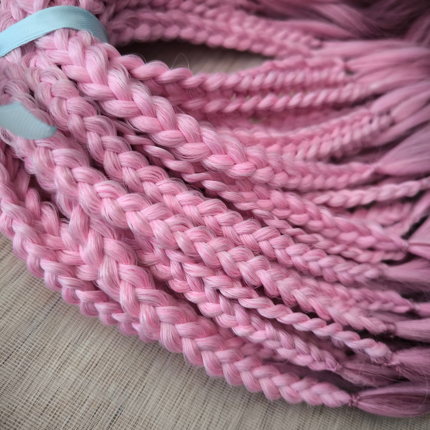 Ombre from pink to burgundy BRUSHABLE synthetic dreaded curls (regular, braided middle or push-up/dolly)