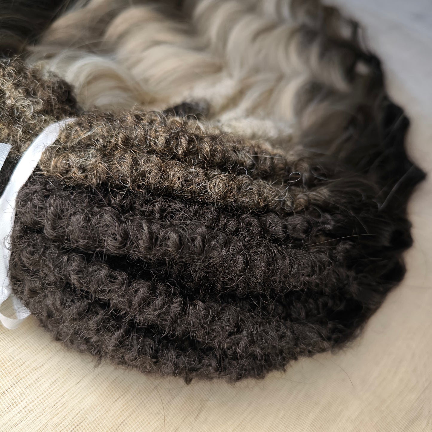 Smoky mix: brown and blonde BRUSHABLE synthetic DE dreaded curls (regular or push-up/dolly)