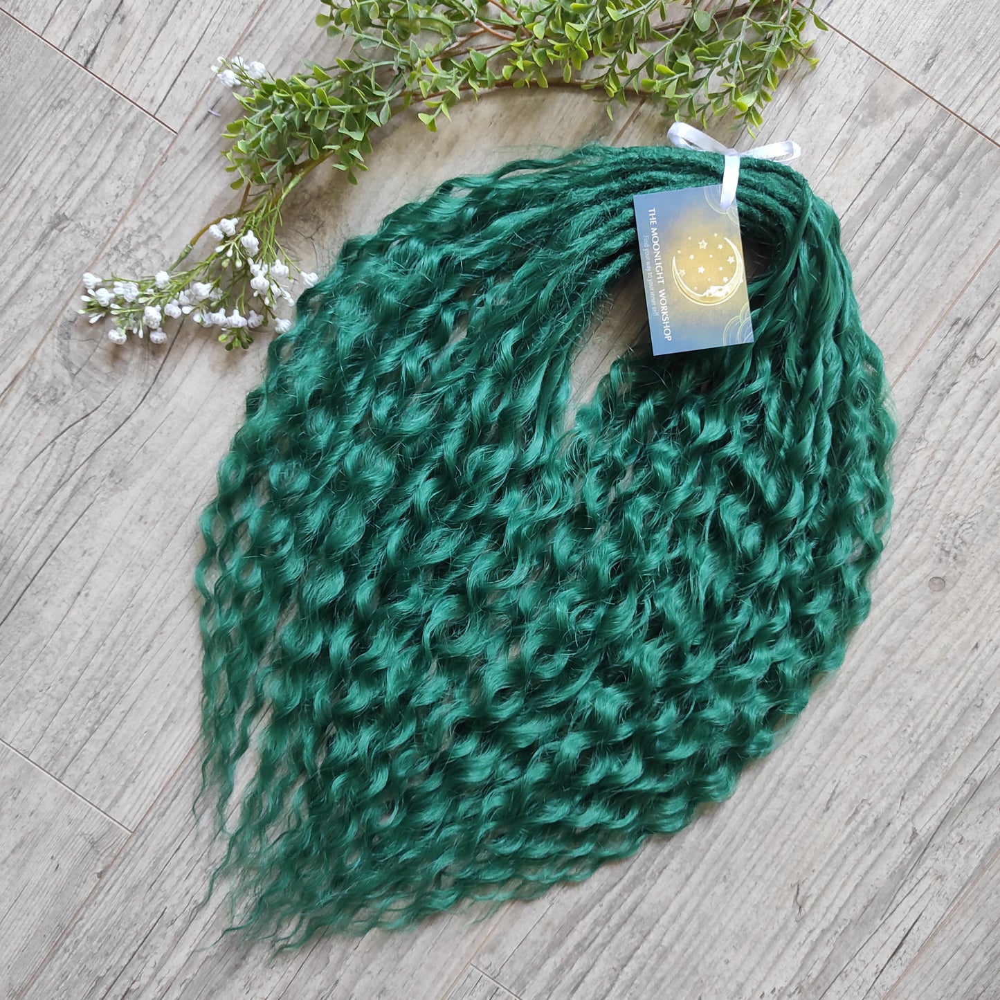 Emerald Green synthetic DE non-brushable dreaded curls (regular or push-up/dolly)