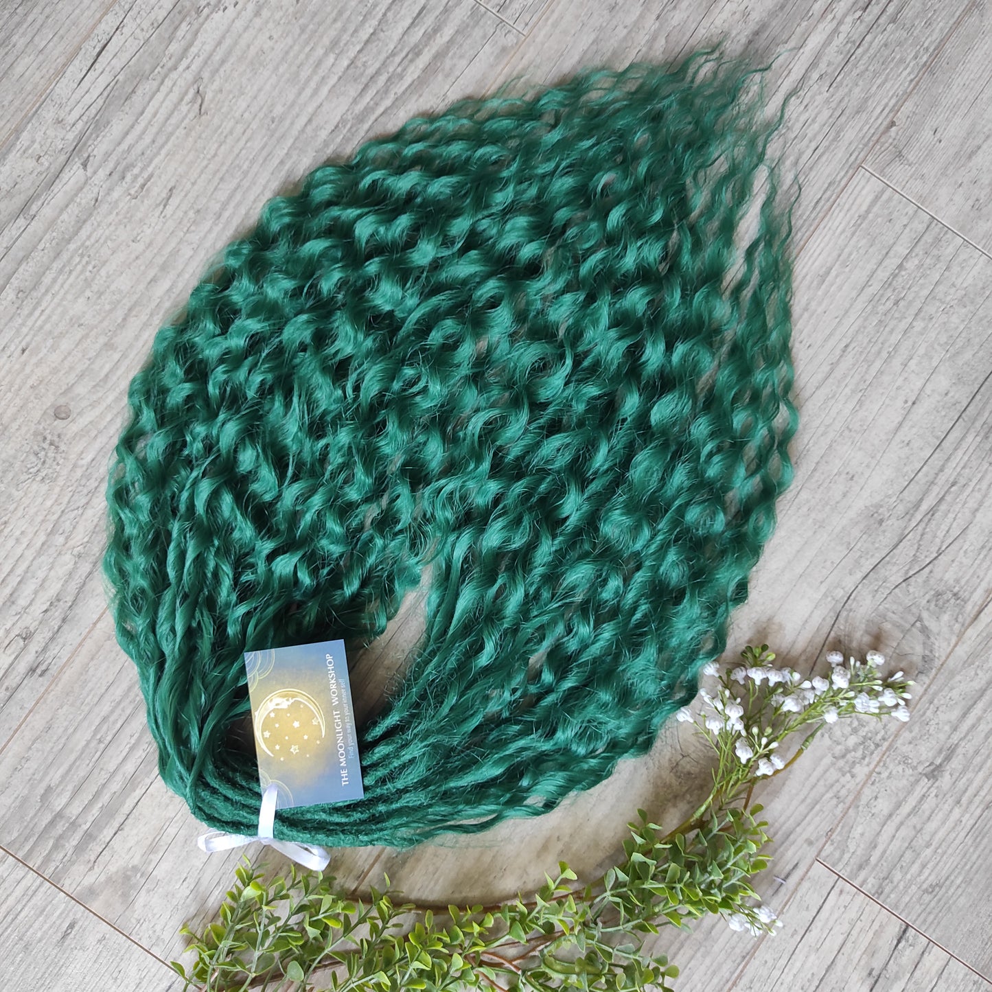 Emerald Green synthetic DE non-brushable dreaded curls (regular or push-up/dolly)