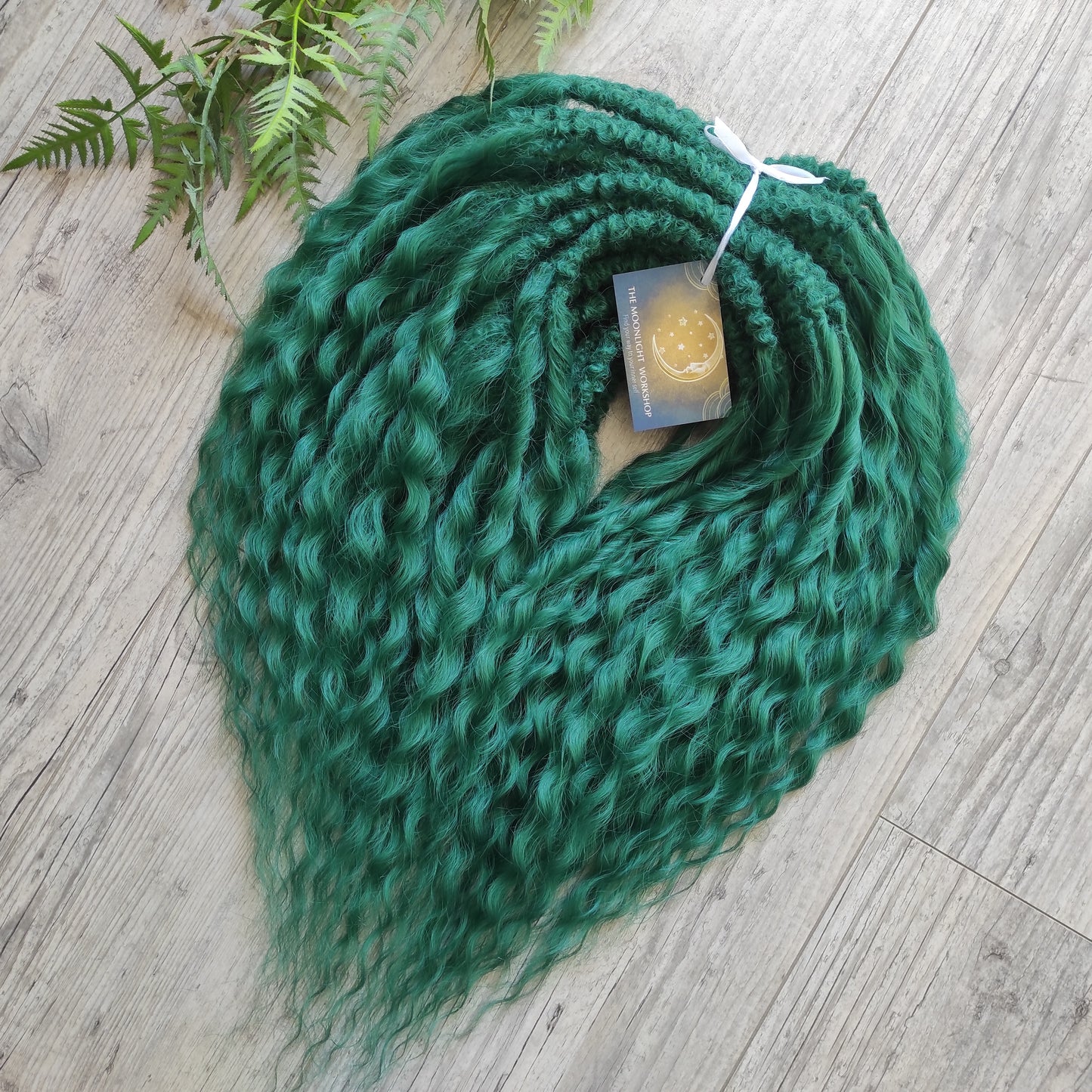 Emerald Green synthetic DE non-brushable dreaded curls (regular or push-up/dolly)