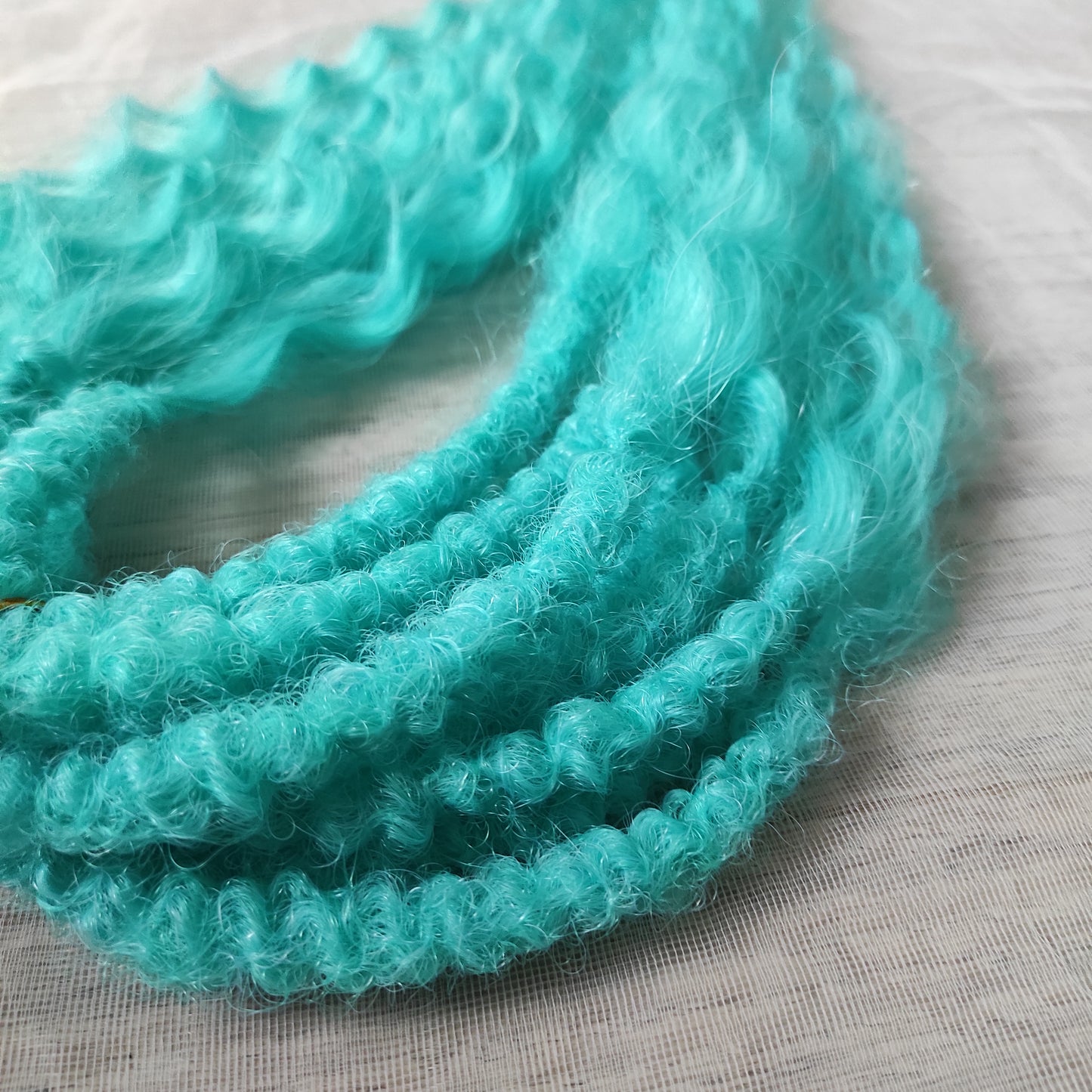 Turquoise Green synthetic DE non-brushable dreaded curls (regular or push-up/dolly)