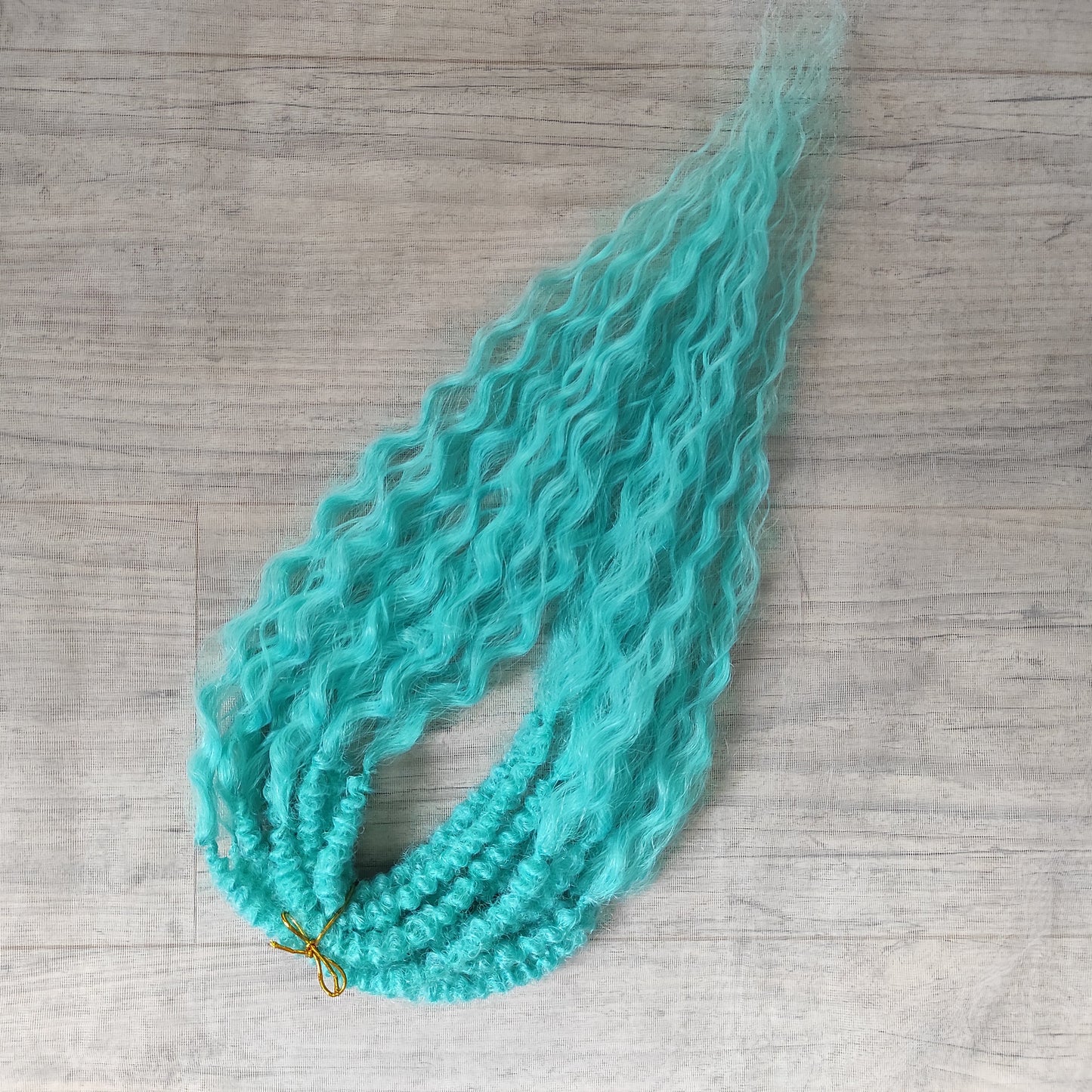 Turquoise Green synthetic DE non-brushable dreaded curls (regular or push-up/dolly)