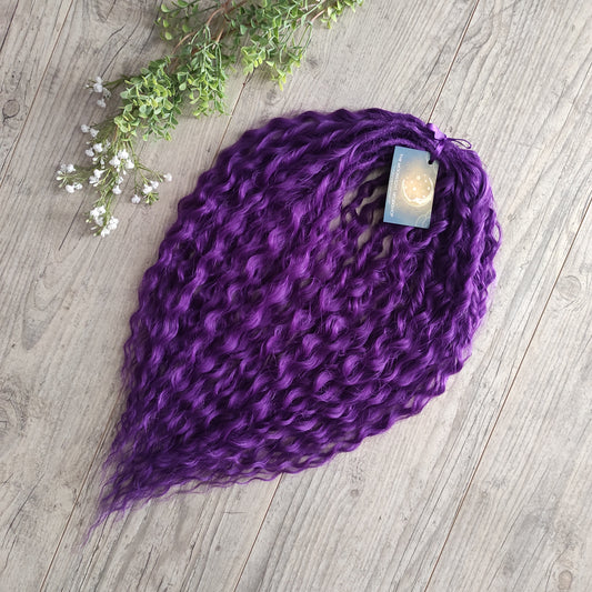 Purple soft, lightweight, and reusable synthetic brushable double ended wavy dreadlocks (NOT BRUSHABLE).