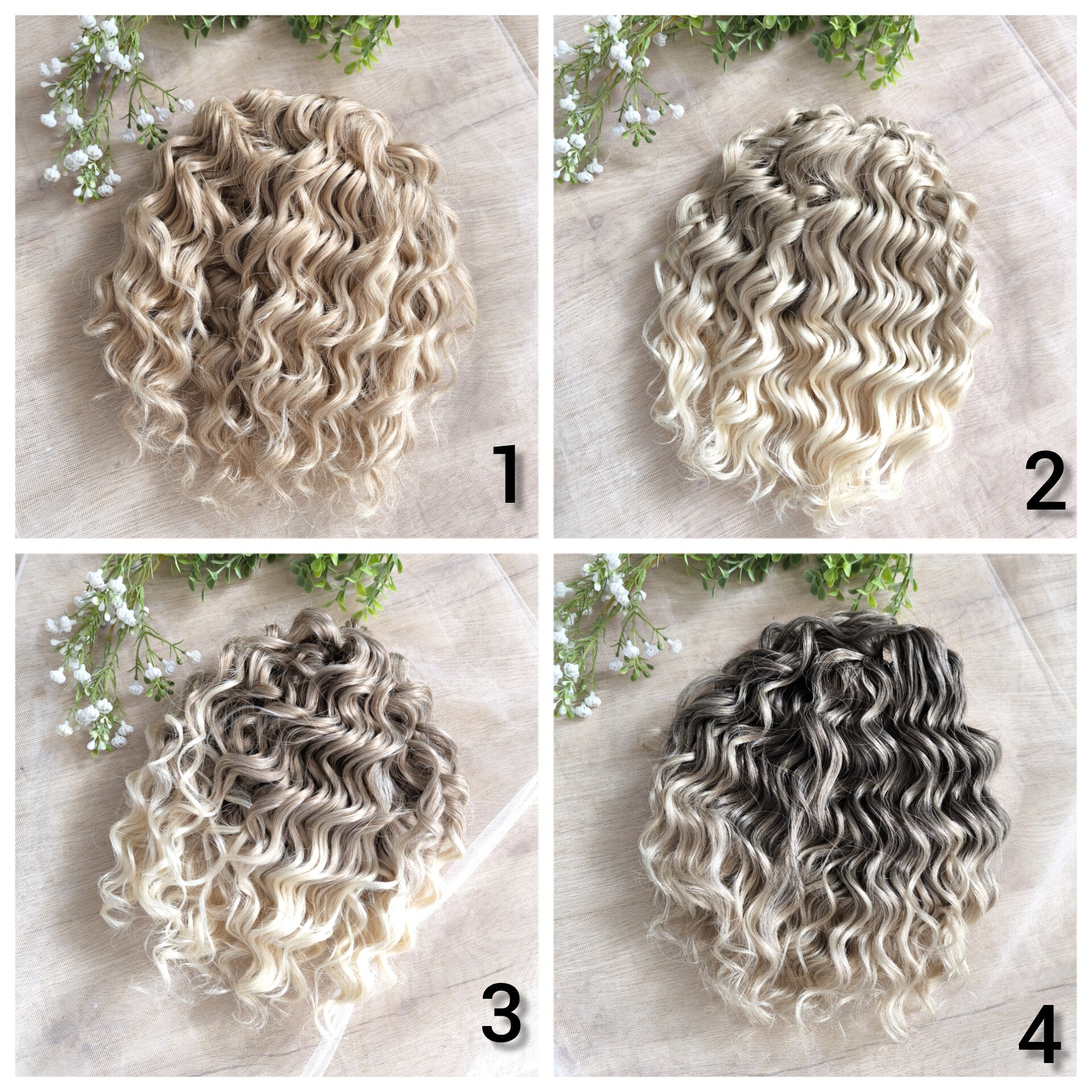 Short 10 inches (25 cm) natural blonde standard dreaded synthetic curls