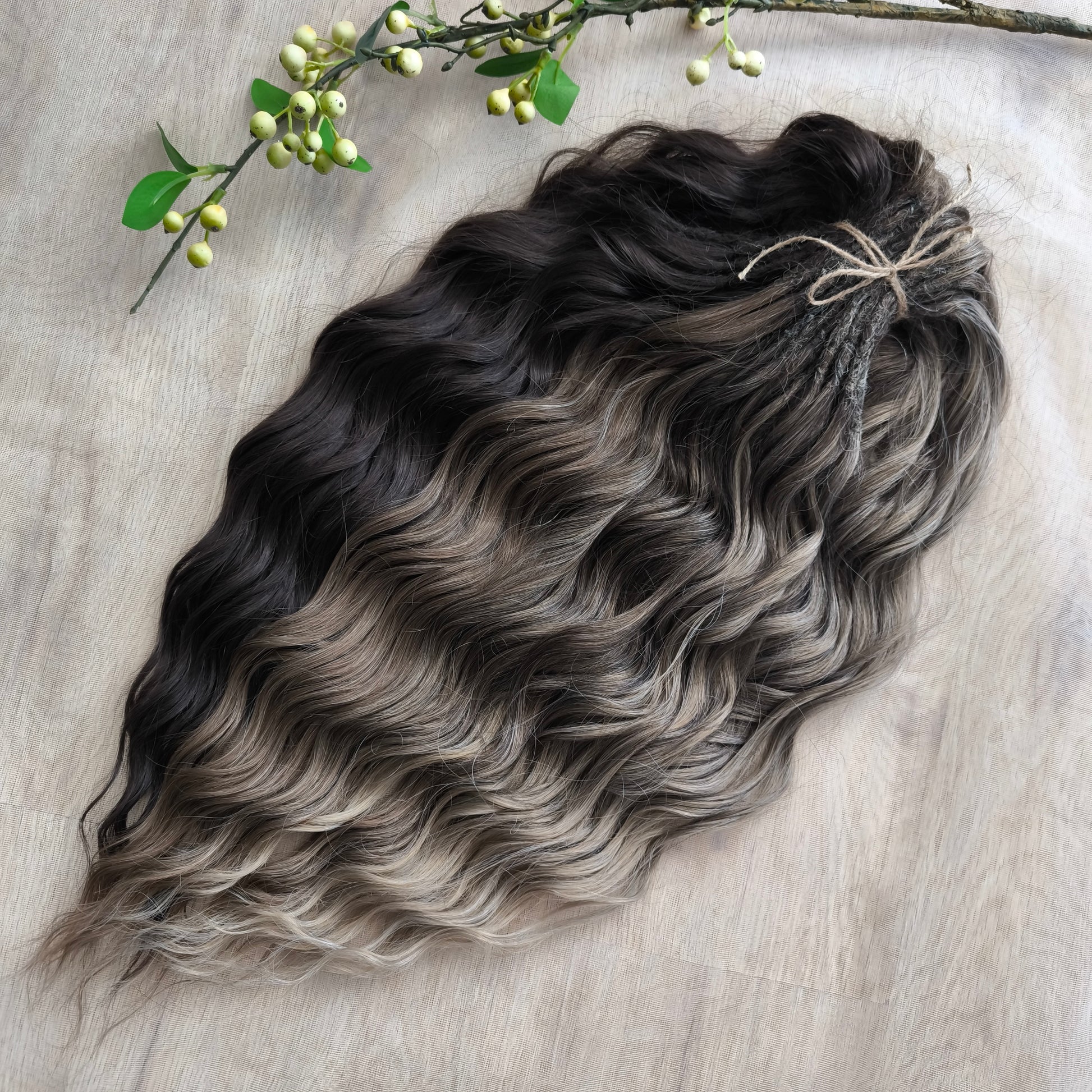 Brown mix: BRUSHABLE synthetic DE dreaded curls (regular or push-up/dolly)