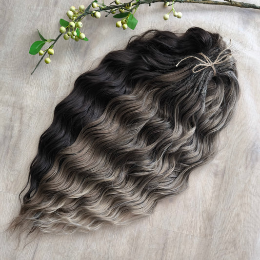 Brown mix: BRUSHABLE synthetic DE dreaded curls (regular or push-up/dolly)