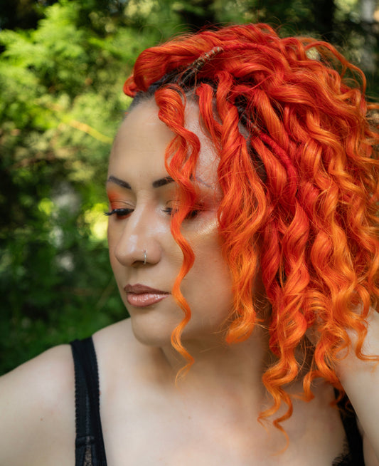 Ombre orange Short 10" (25 cm) bright colourful standard dreaded synthetic curls