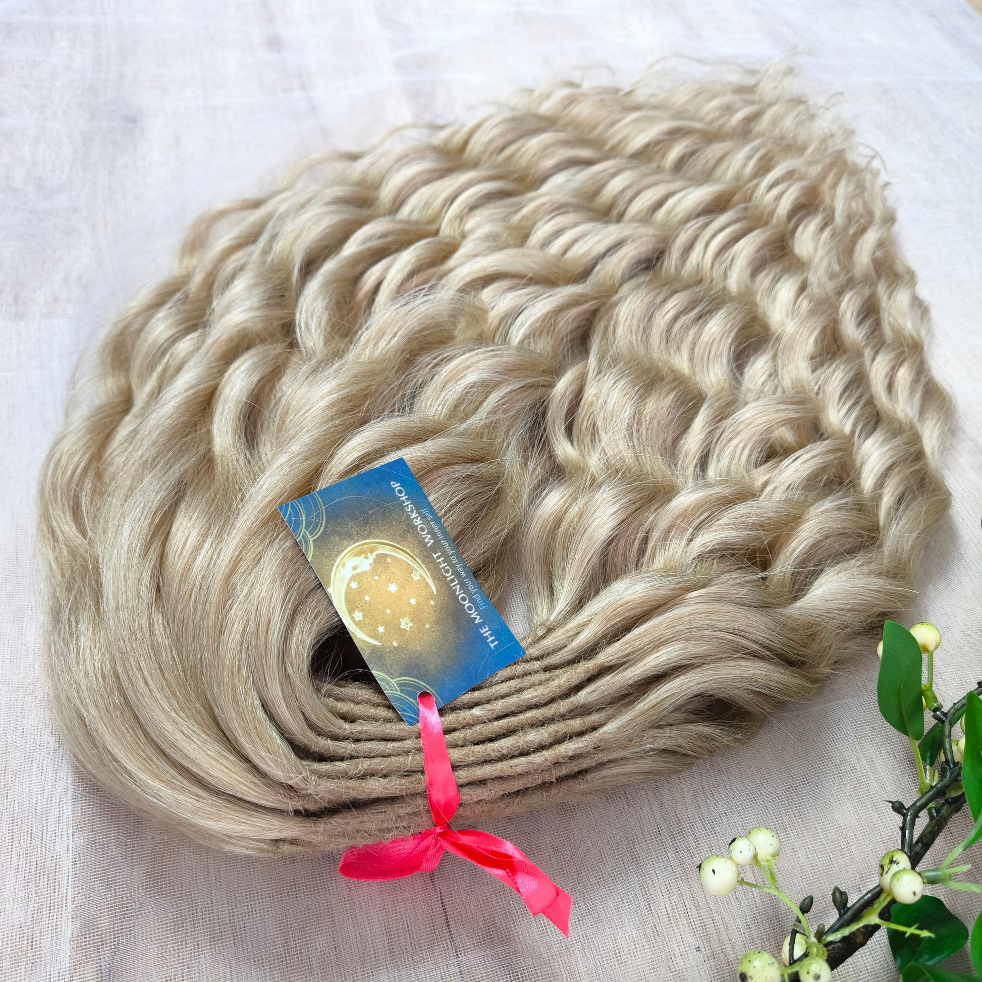 Natural golden blonde  BRUSHABLE synthetic DE dreaded curls (regular, braided middle, or push-up) 