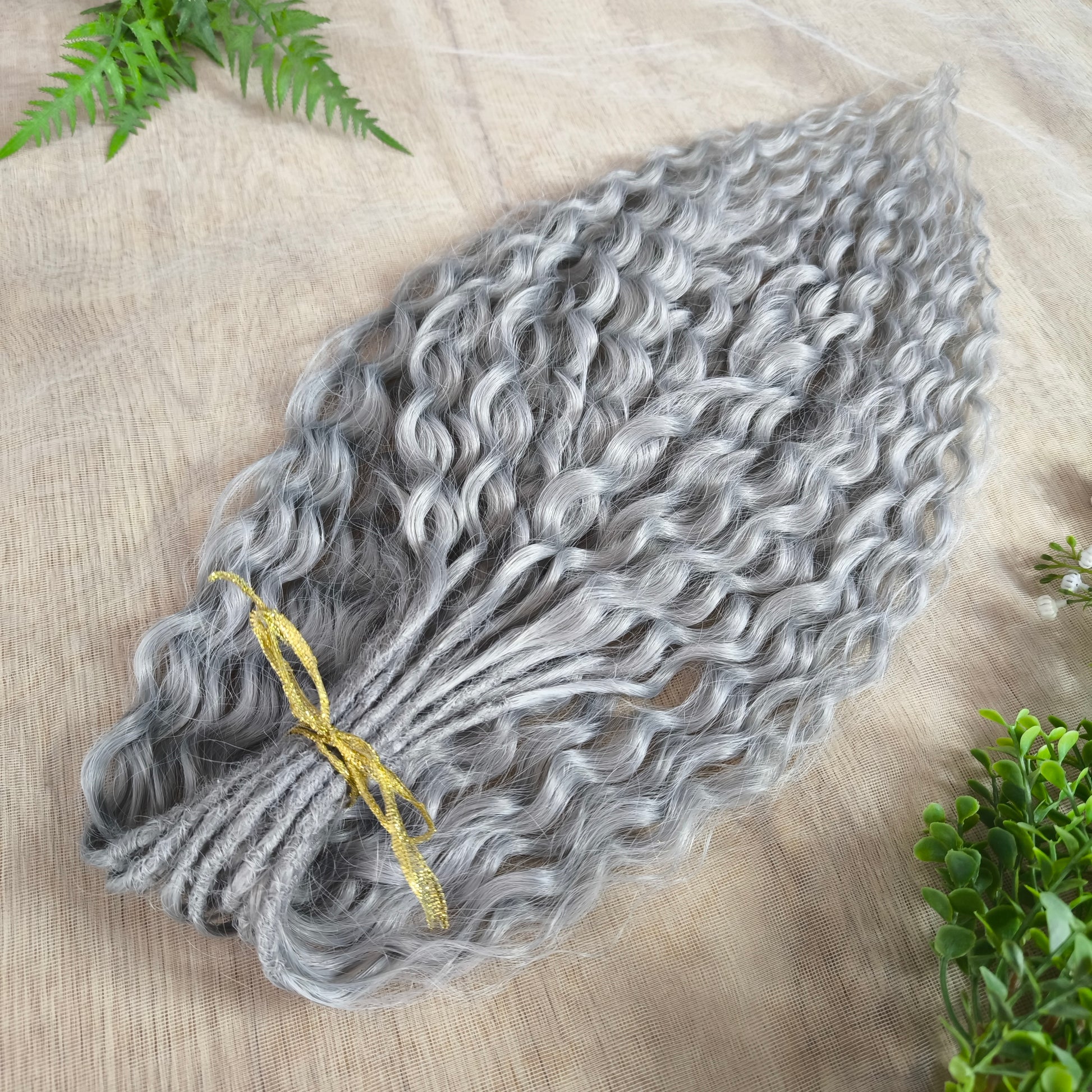 Silver soft, lightweight, and reusable synthetic double ended regular curls (NOT BRUSHABLE).