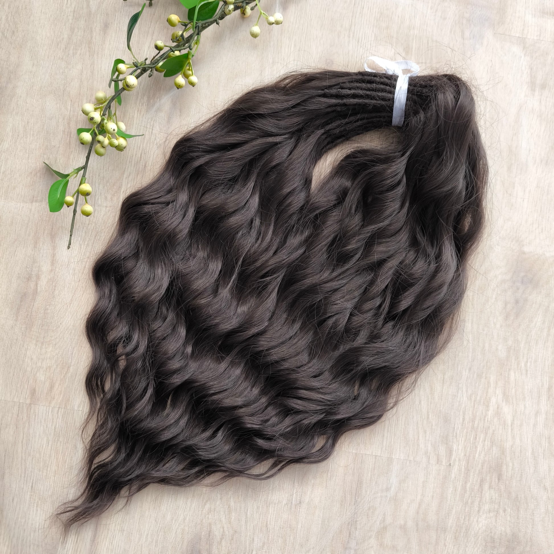 Dark chocolate brown soft, lightweight, and reusable synthetic brushable double ended wavy dreadlocks (regular dreaded or push-up).