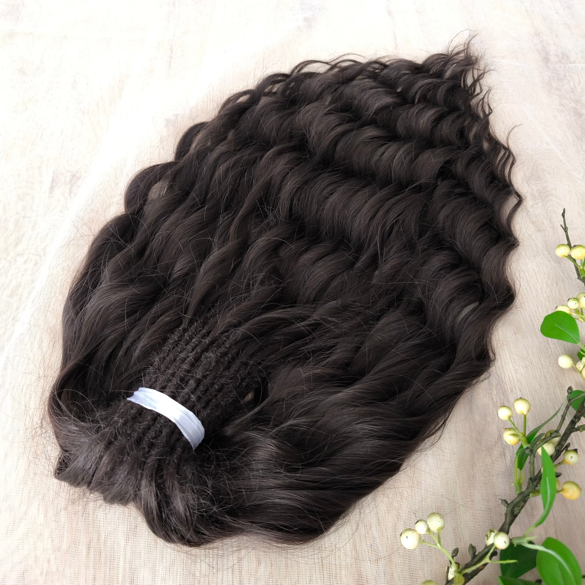 Dark chocolate brown soft, lightweight, and reusable synthetic brushable double ended wavy dreadlocks (regular dreaded or push-up).
