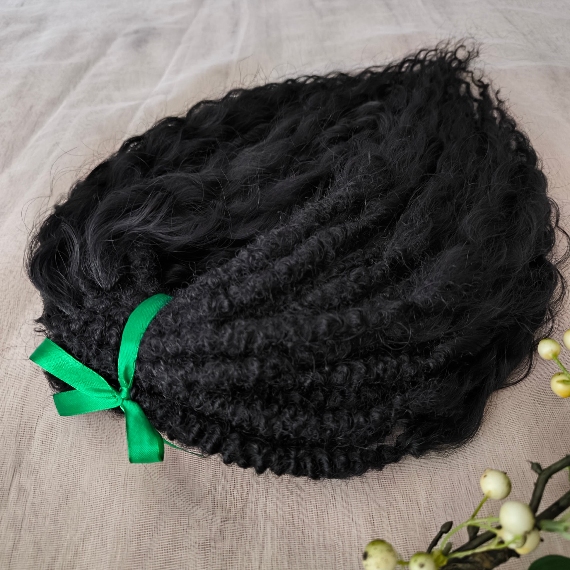 Black curly dreads: soft synthetic wavy dreadlocks (regular dreaded or push-up/Dolly)