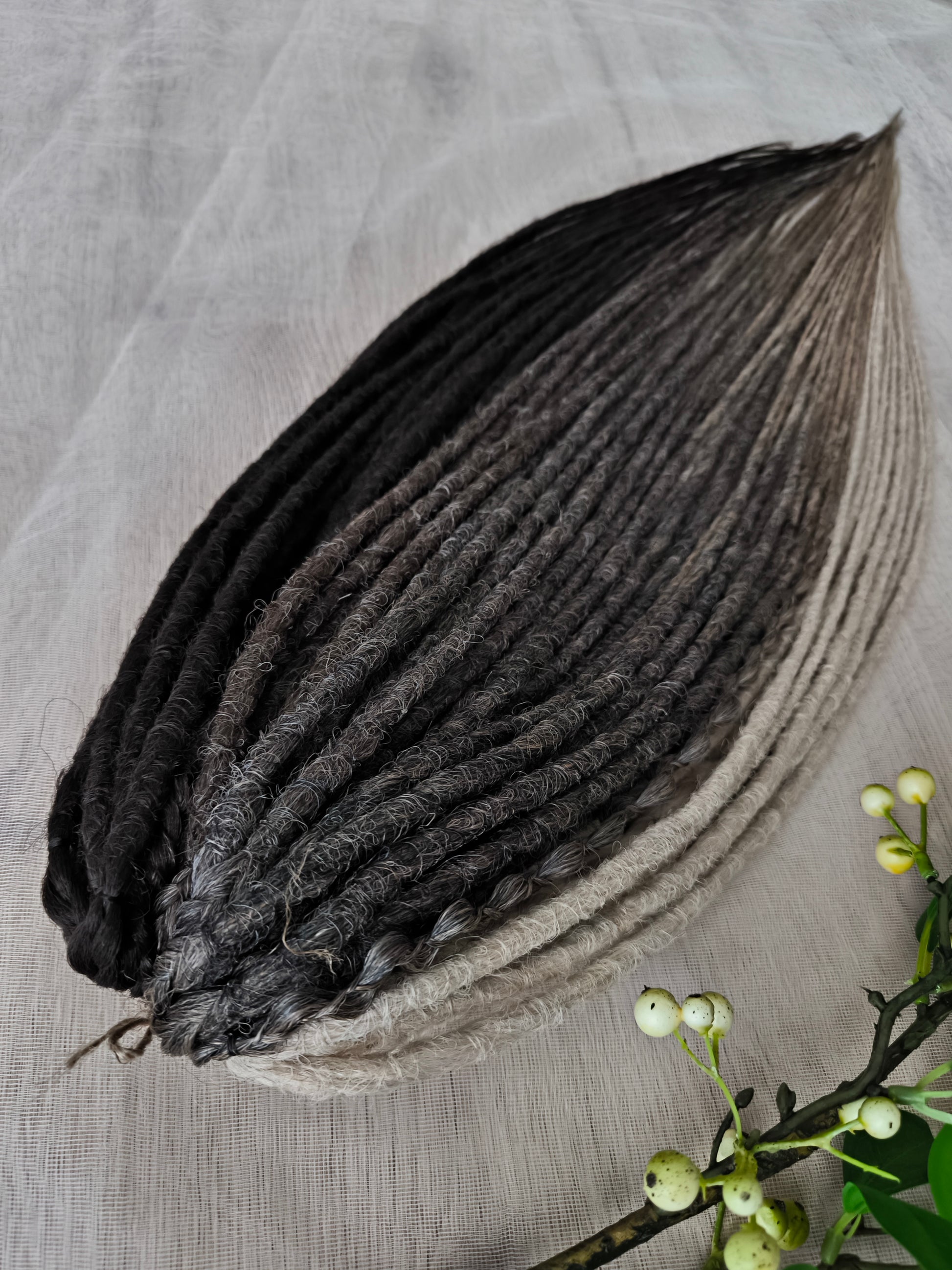 Wheat & Cocoa - a warm, natural blend of crochet dreads in wheat blonde, dark blonde with a smooth ombré transition, brown, and rich cocoa tones.

Length - 22-24 inches (55-60 cm)
Thickness of the dreads - ±0.8-1 cm
