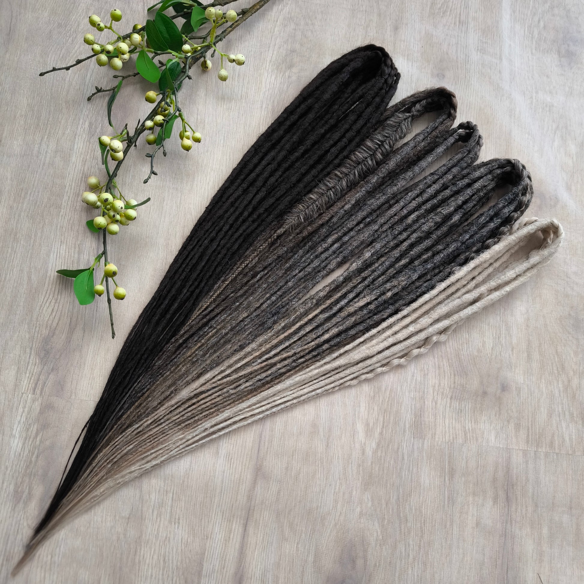Wheat & Cocoa - a warm, natural blend of crochet dreads in wheat blonde, dark blonde with a smooth ombré transition, brown, and rich cocoa tones.

Length - 22-24 inches (55-60 cm)
Thickness of the dreads - ±0.8-1 cm