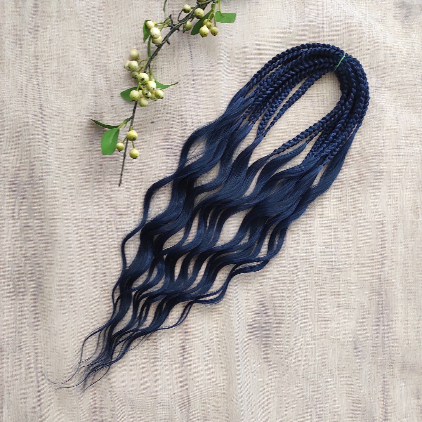 Navy blue BRUSHABLE synthetic DE dreaded curls (regular, braided middle or push-up)