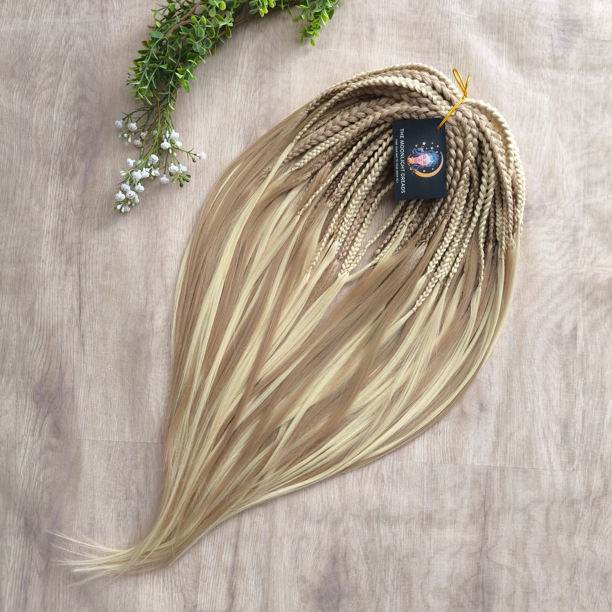 Ready to ship: 56 Double Ended Natural Blonde 20-22" braids with loose (straight) brushable ends