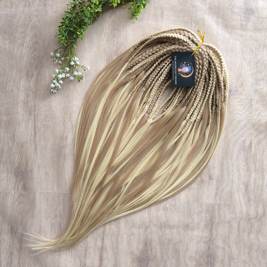 Ready to ship: 56 Double Ended Natural Blonde 20-22" braids with loose (straight) brushable ends