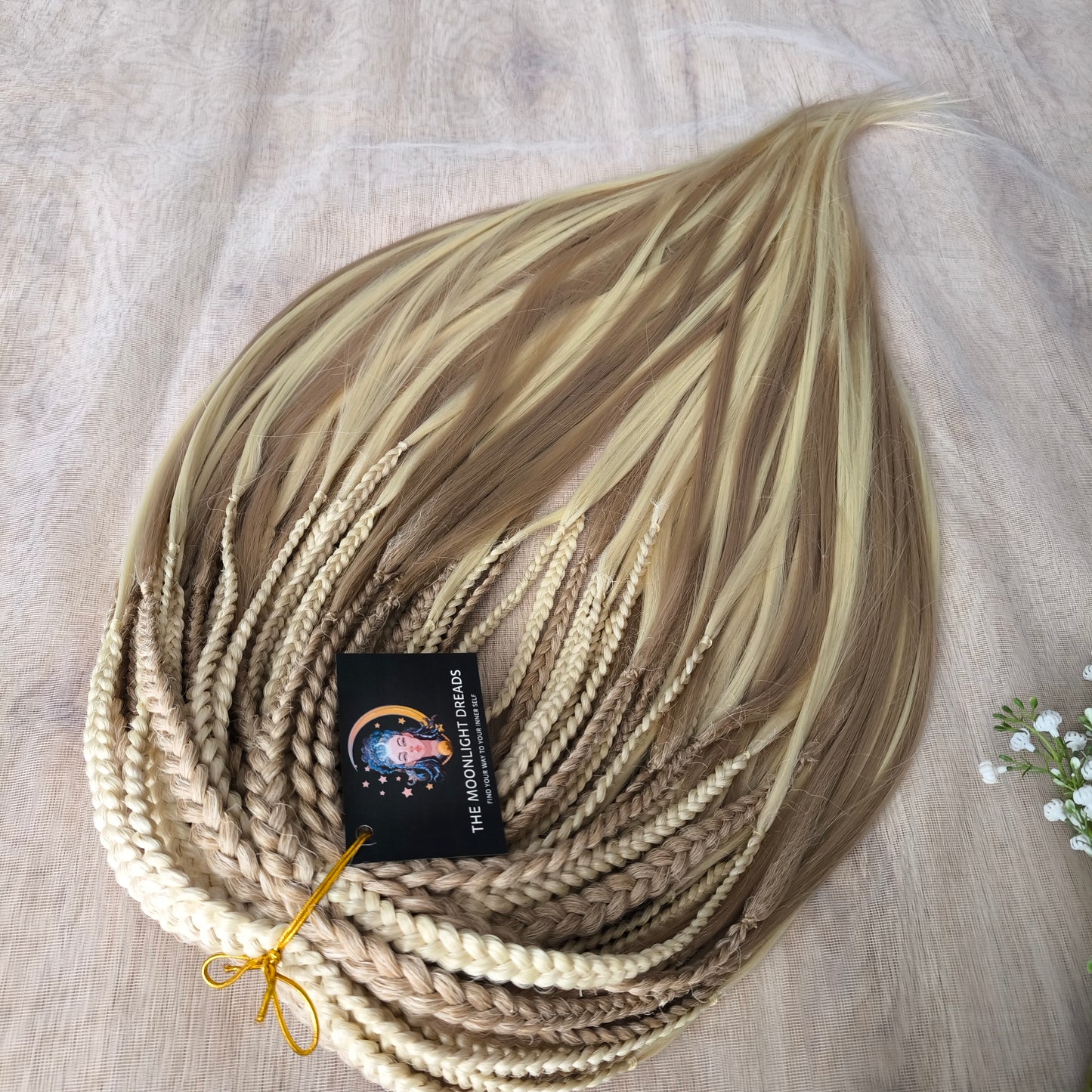 Ready to ship: 56 Double Ended Natural Blonde 20-22" braids with loose (straight) brushable ends