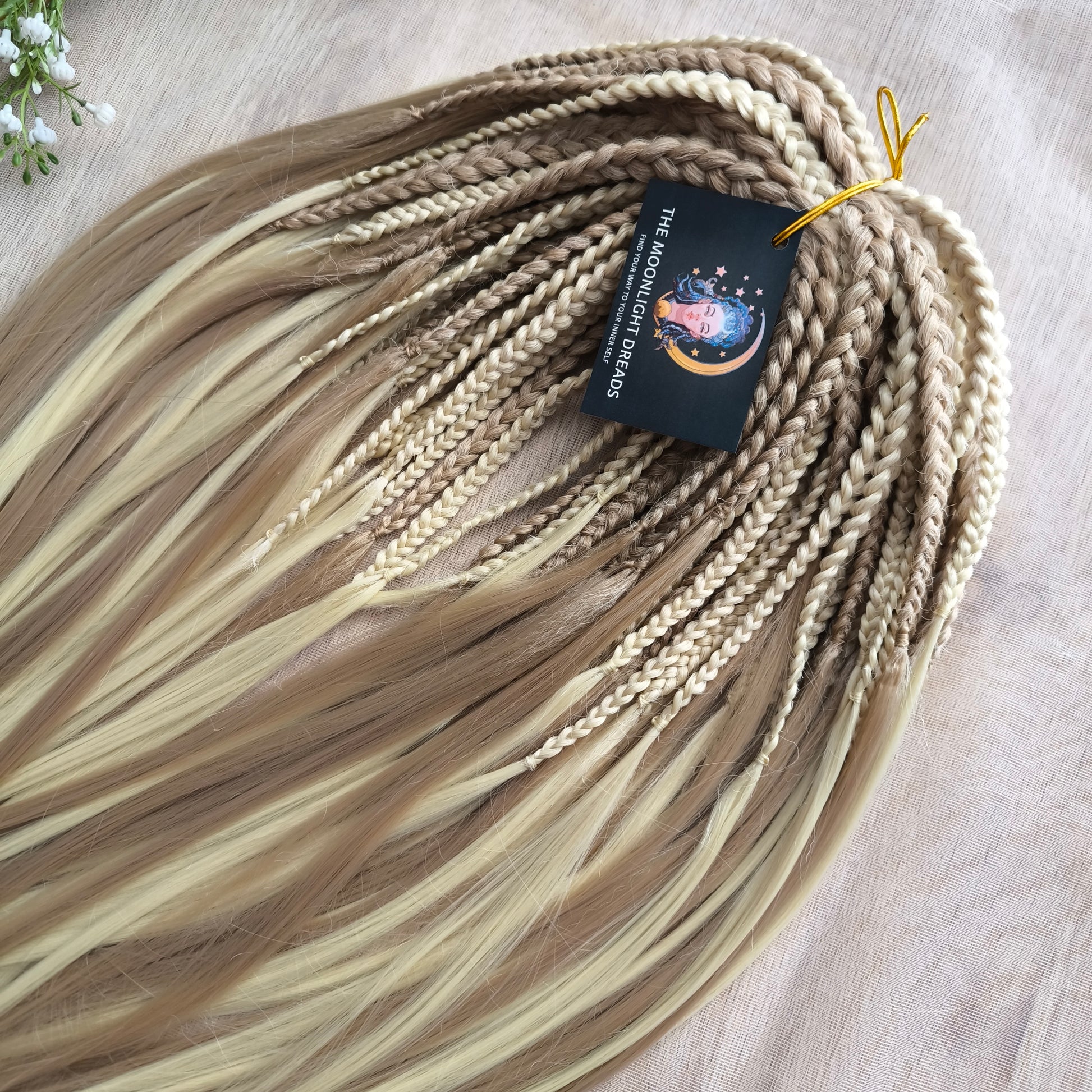 Ready to ship: 56 Double Ended Natural Blonde 20-22" braids with loose (straight) brushable ends