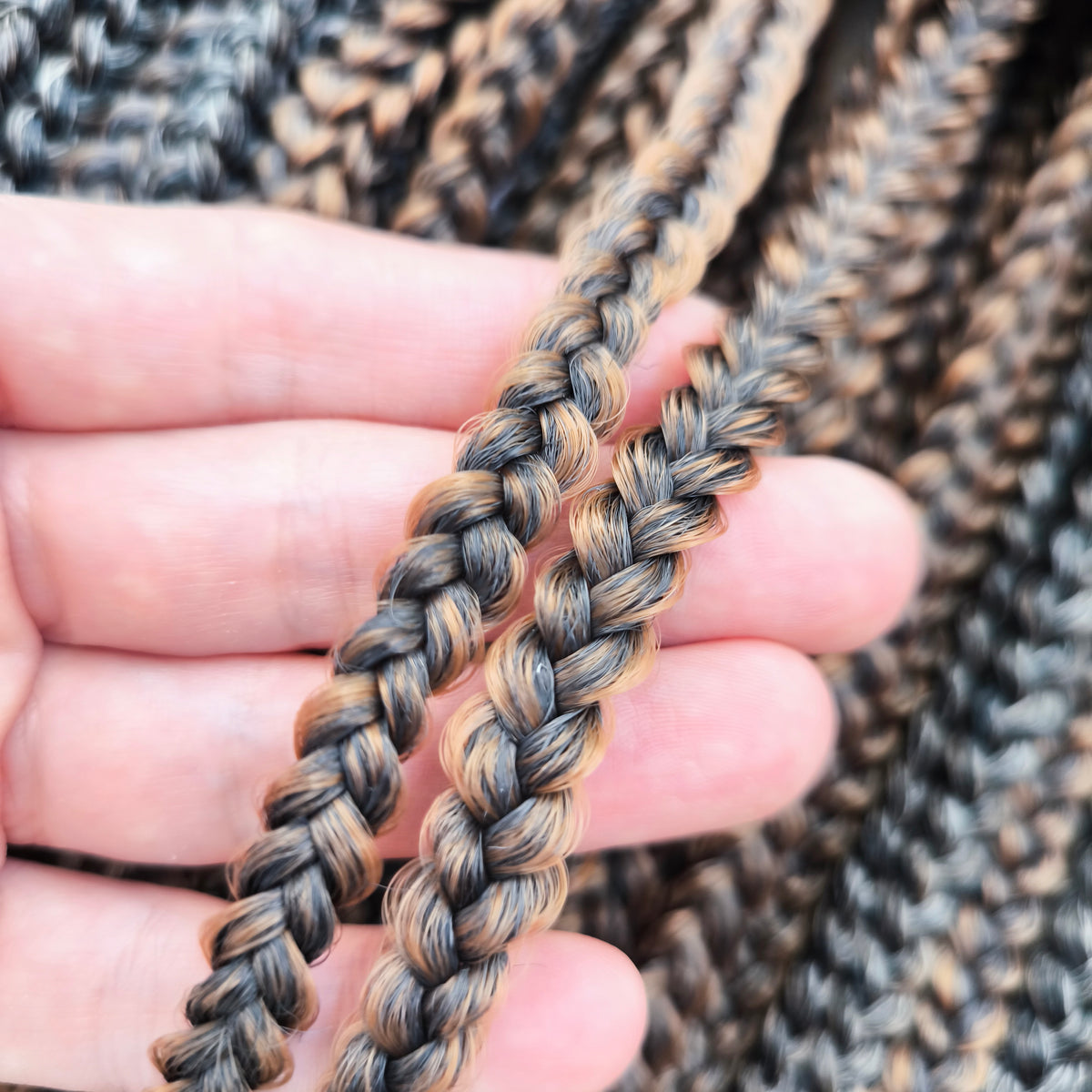 Truffle - a soft, lightweight, and reusable set of 50 DE 3D/stereo/heart braids. A rich blend of dark chocolate, coffee, caramel, and creamy shades. 