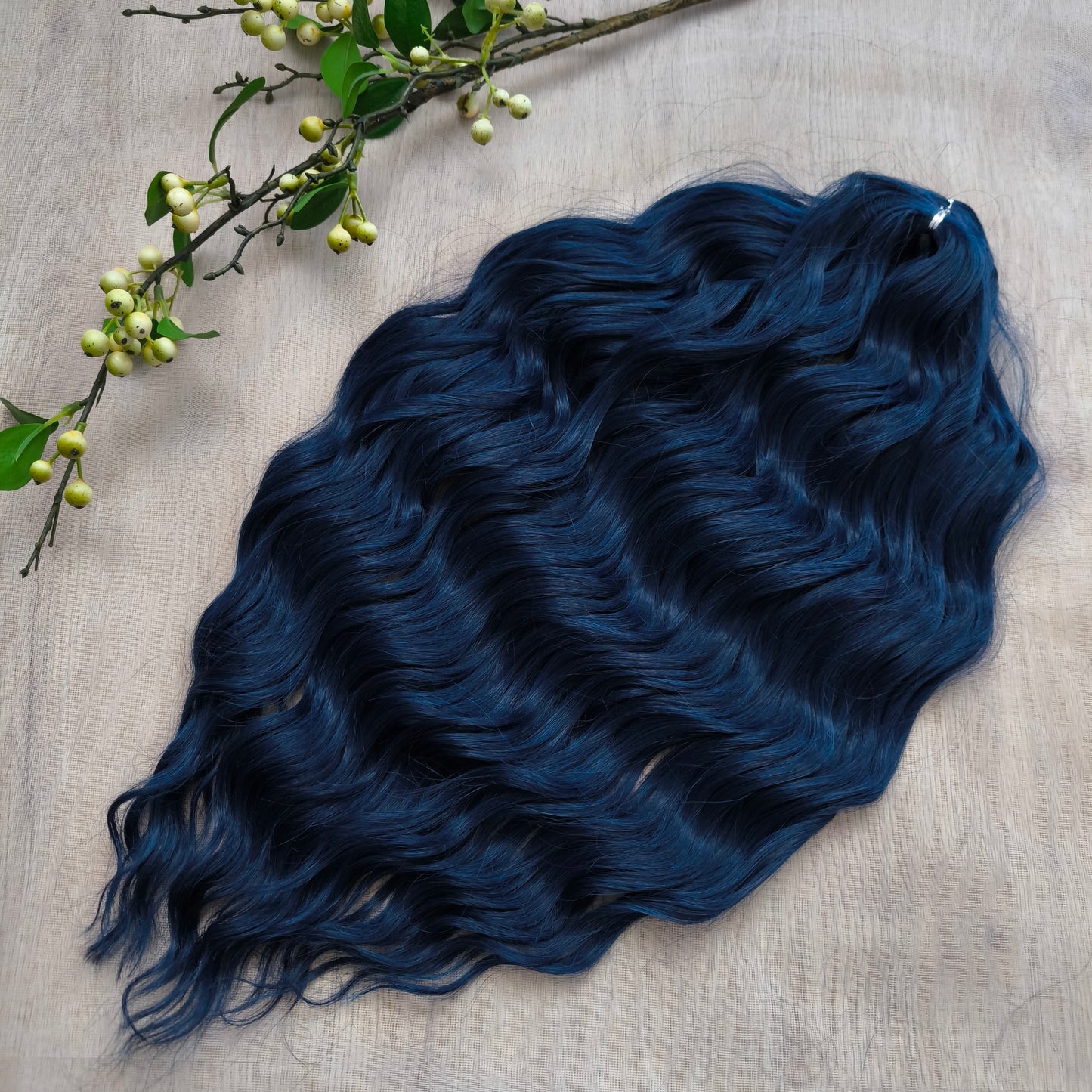 Navy blue BRUSHABLE synthetic DE dreaded curls (regular, braided middle or push-up)