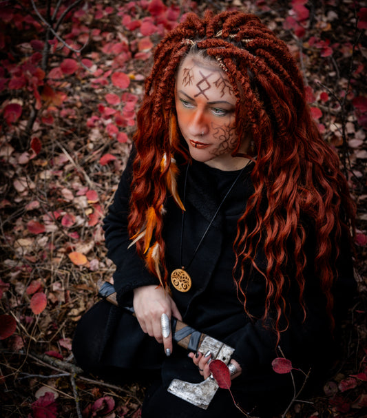 This rich, earthy shade of deep rusty red blends fiery energy with natural elegance — perfect for those who want a bold yet grounded look. Soft, lightweight, and reusable synthetic dreaded curls (standard dreaded, braided middle or push-up). Natural-looking waves let you brush these curls, which keeps them looking good longer!