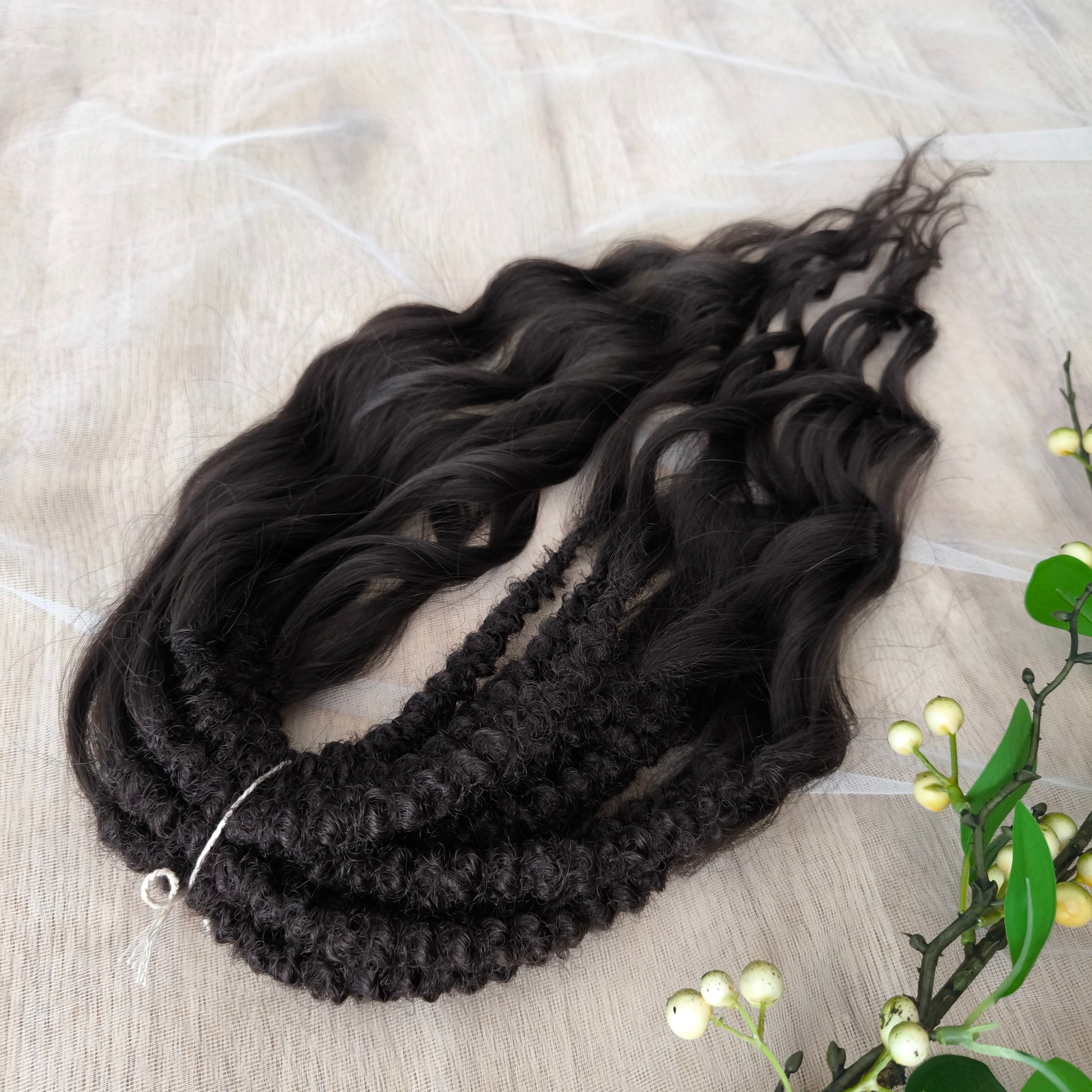Dark chocolate brown soft, lightweight, and reusable synthetic brushable double ended wavy dreadlocks (regular dreaded or push-up).