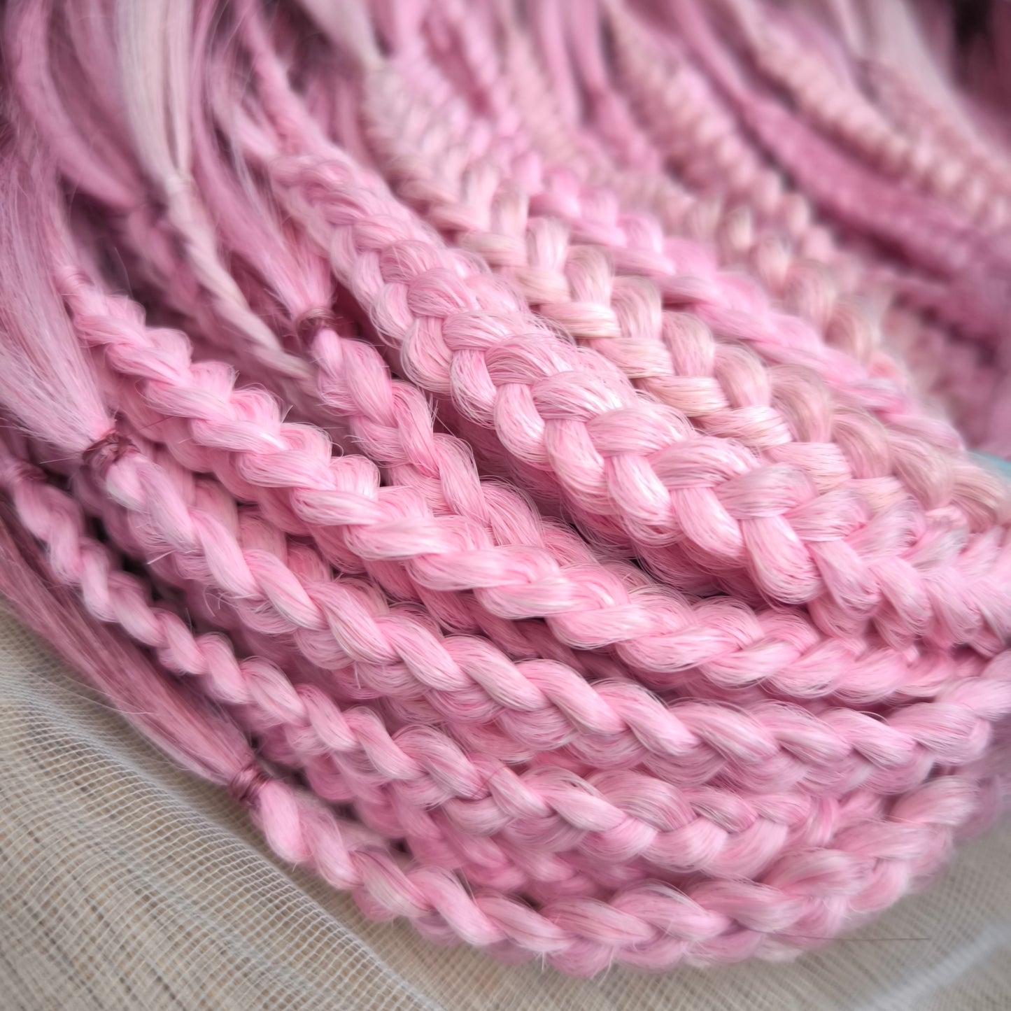 Cherry tree: multicolored mix of pink and ombre pink to burgundy BRUSHABLE synthetic curls (regular dreaded, braided middle or push-up)
