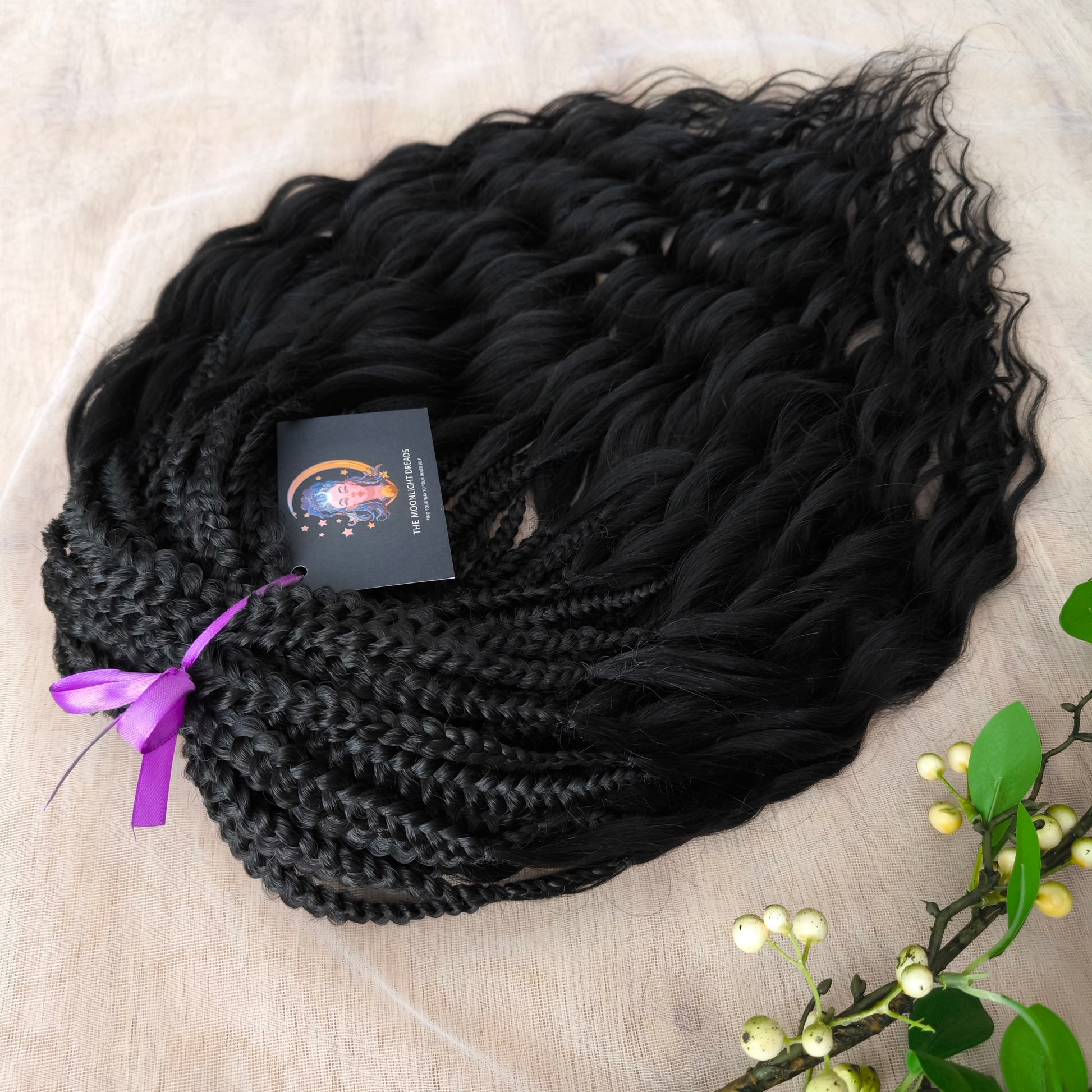 Black BRUSHABLE synthetic DE dreaded curls (regular, braided middle or push-up)