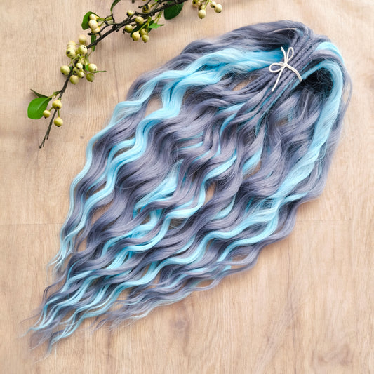 Steel Mist is the essence of icy elegance. A smooth blend of silvery slate grey and cool misty blue, this set brings a sleek, modern look with a hint of mystery. Like morning fog over metal rooftops, it’s soft, moody, and unforgettable.

The waves add graceful movement and volume, while the colors speak of strength and serenity.