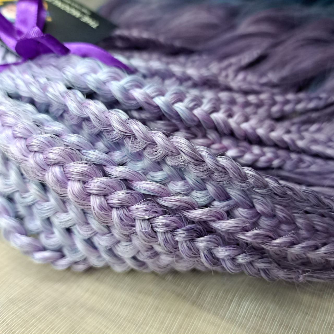 Ready to ship: 50 DE Indigo Lavender BRUSHABLE synthetic curls with braided middle

This set features a smooth lavender-to-indigo gradient with cool, clean tones and a soft transition between shades. Soft, lightweight, and reusable 50 double ended synthetic braids with loose wavy brushable ends.

Length: ±22-24 inches (55-50 cm)
Braided part of curls ±4-5 inches (11-13 cm) folded
Weight: ±350 gr (12,35 oz)