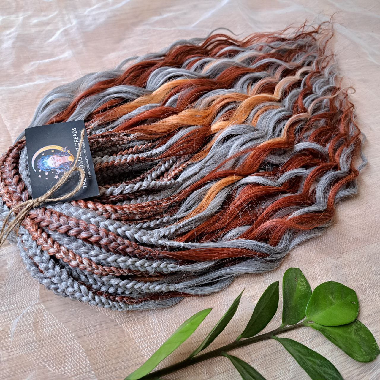 Silver Copper Blend: soft, lightweight, and reusable set of curls with a braided middle. A mix of soft silver, warm copper, and light apricot tones - created to blend seamlessly for a client with natural grey hair