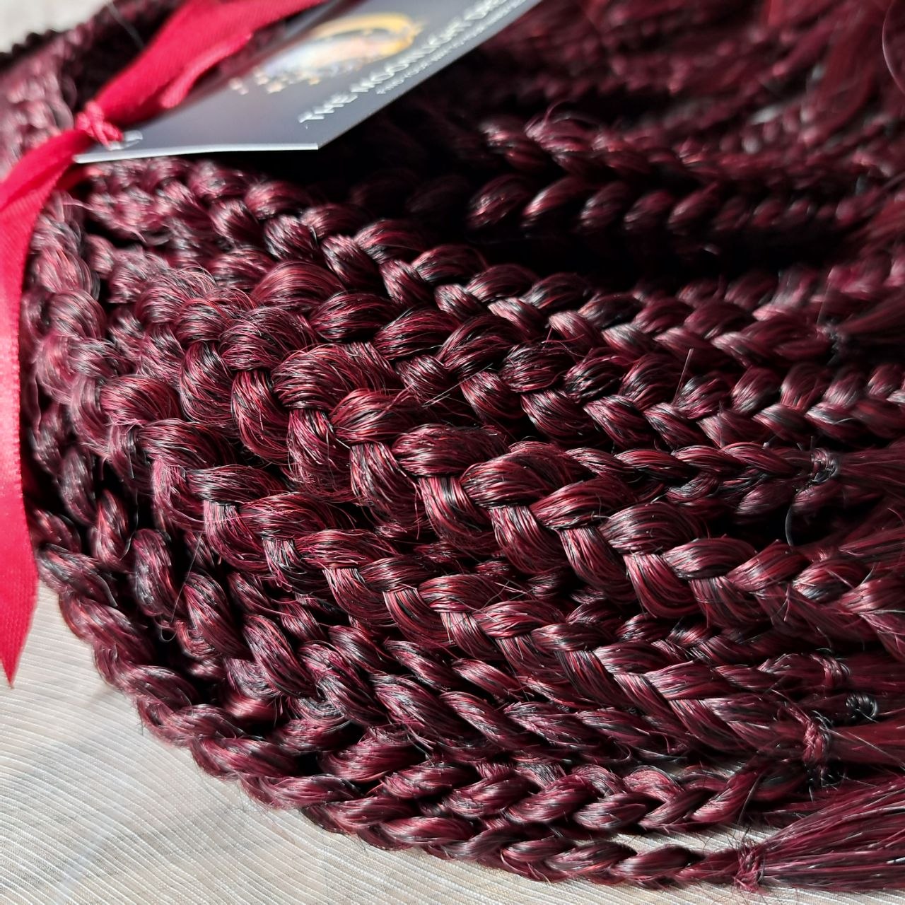 Ombre dark burgundy synthetic brushable curls (regular dreaded, braided middle or push-up)