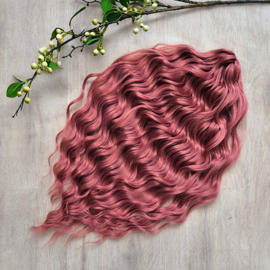 Rosewood Pink - Soft BRUSHABLE synthetic DE curls (regular dreaded, braided middle or push-up)