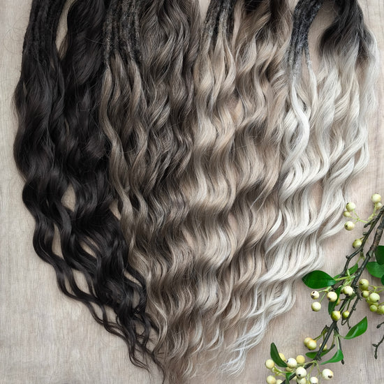 Smoky mix: brown and blonde BRUSHABLE synthetic DE dreaded curls (regular or push-up/dolly)