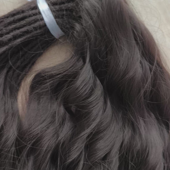 Dark chocolate brown soft, lightweight, and reusable synthetic brushable double ended wavy dreadlocks (regular dreaded or push-up).
