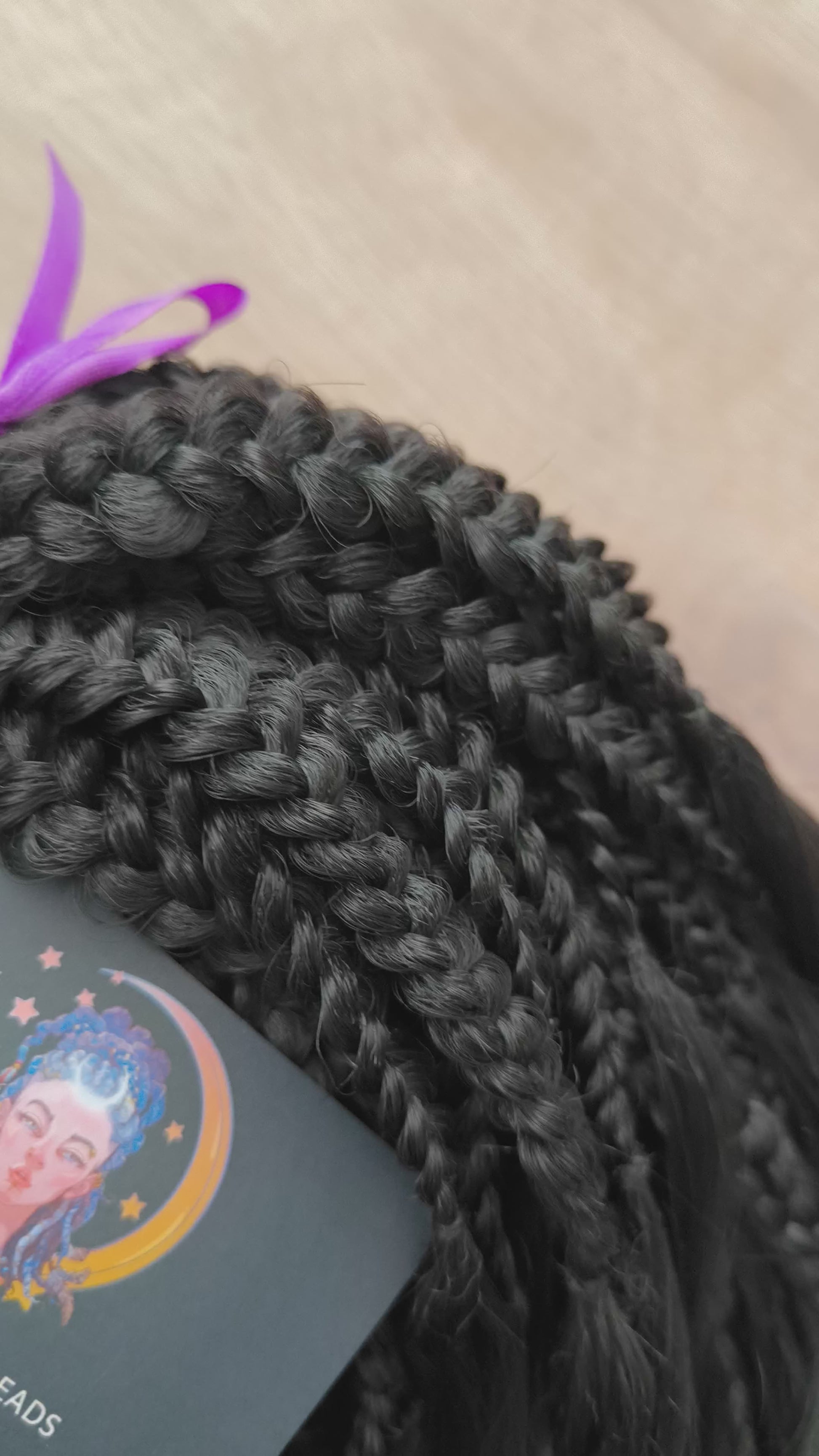 Black BRUSHABLE synthetic DE dreaded curls (regular, braided middle or push-up)