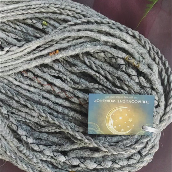 This set of synthetic dreadlocks combines elements of a Viking-inspired aesthetic.
Ombre from grey to platinum blonde double ended crochet dreads, braids, and Senegalese twists. Decoration is included. Reusable lightweight set made from high-quality synthetic hypoallergenic material kanekalon.

Standard length: ±22-24 inches (55-60 cm)
Thickness of dreads and braids: ±0.8 cm
