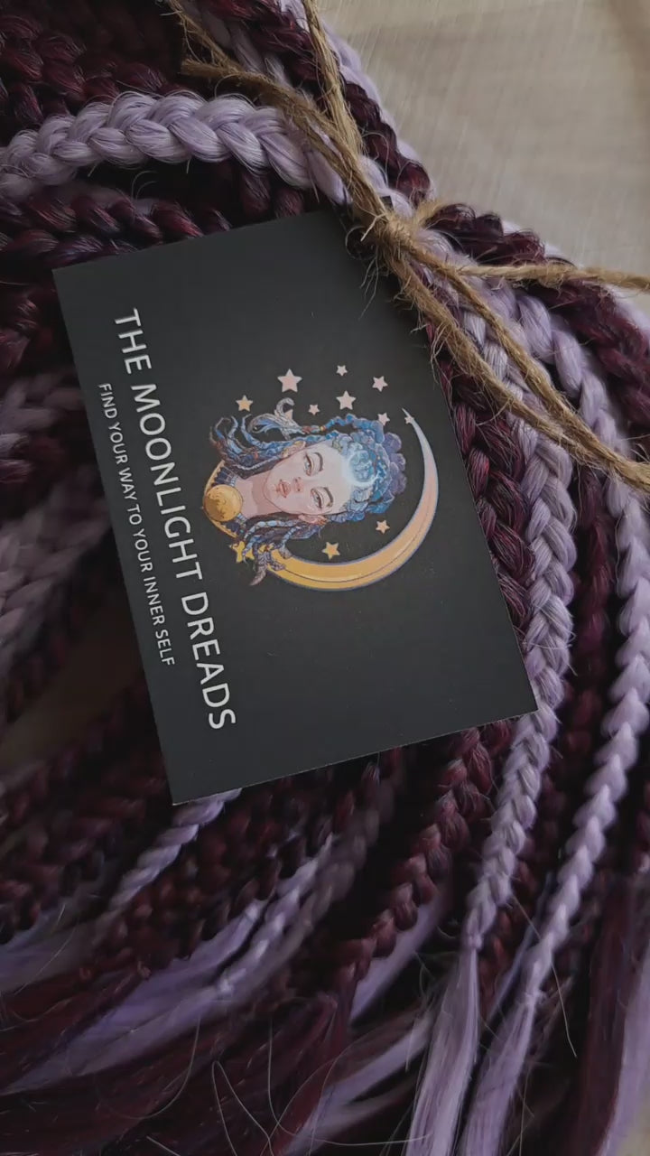 Plum Lilac - the base shade is a deep plum purple, combined with soft lilac strands. Soft, lightweight, and reusable double ended synthetic brushable curls.