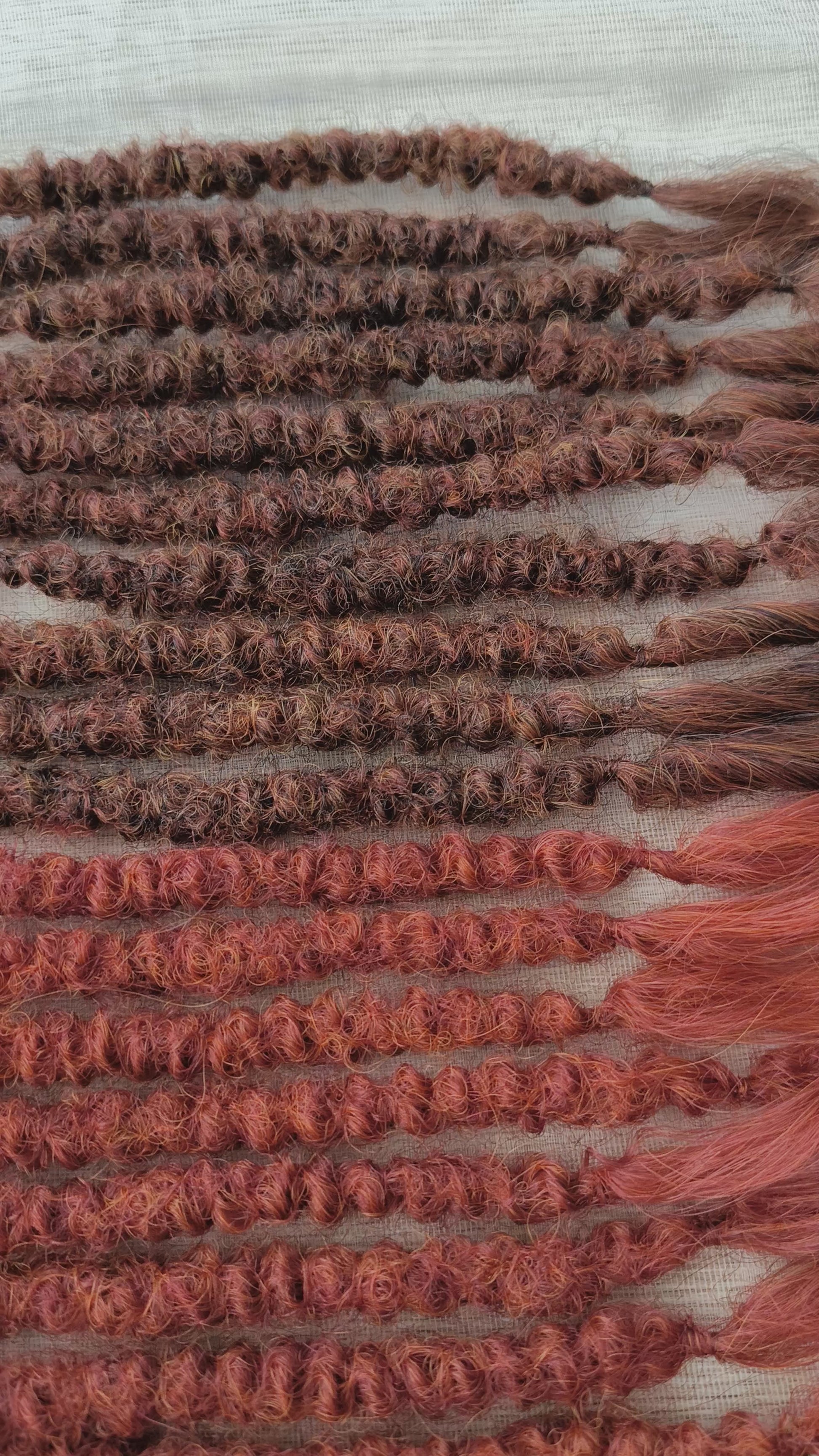Soft, lightweight, and reusable synthetic double ended regular curls (NOT BRUSHABLE): copper, bronze, burgundy, ombre from chestnut to copper, orange, and green colors.
