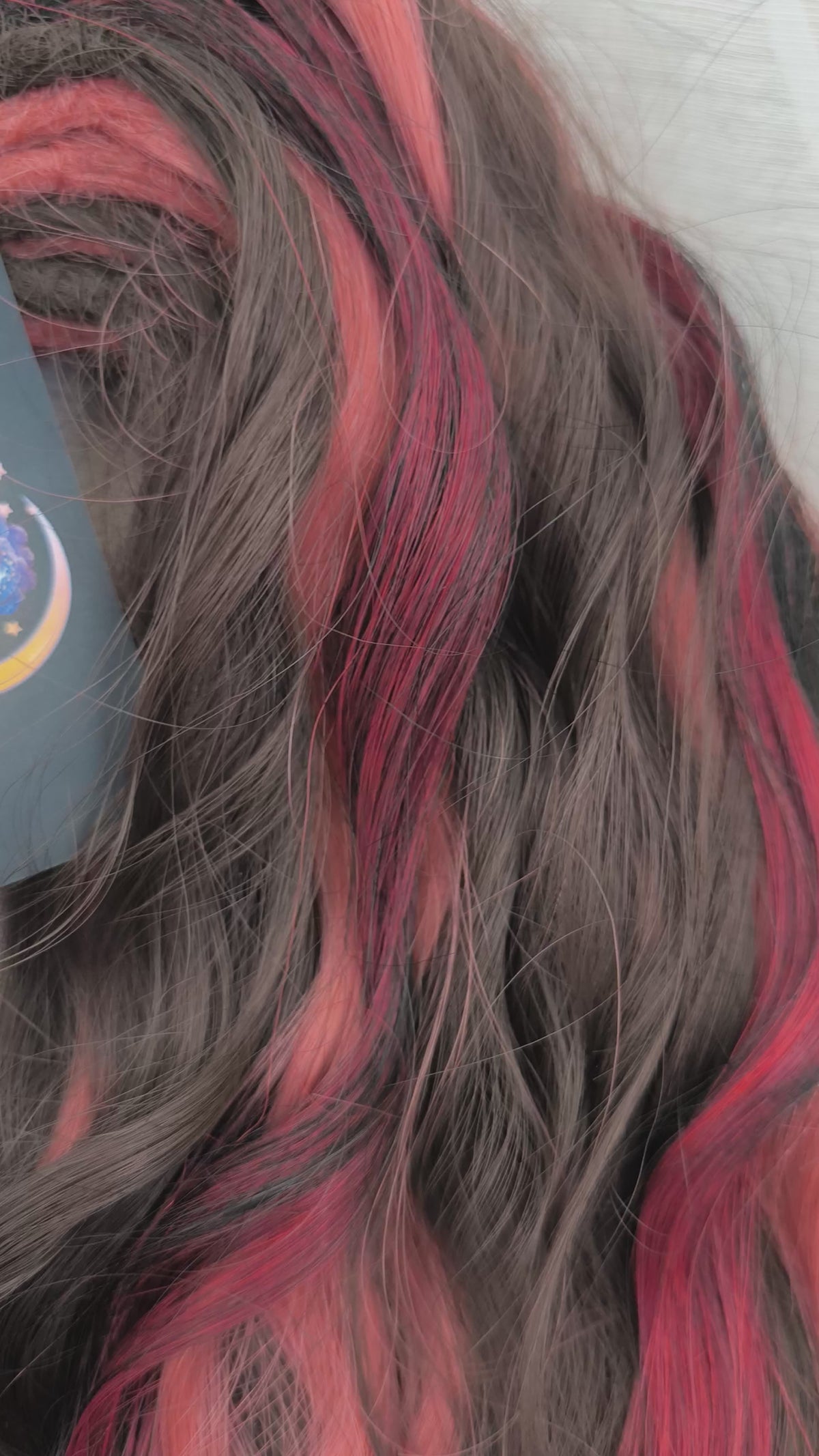 Rosewood - a soft, lightweight, and reusable set of double ended wavy dreadlocks in dark chocolate brown, dusty rose pink, and bordo shades. A rich, warm blend with a subtle romantic touch.