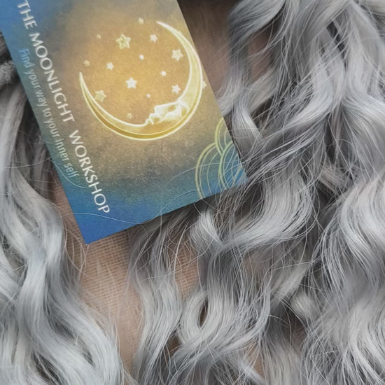 Silver soft, lightweight, and reusable synthetic double ended regular curls (NOT BRUSHABLE).