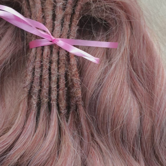 Strawberry blonde (pink) BRUSHABLE synthetic DE wavy dreadlocks (regular dreaded, braided middle or push-up/dolly)
