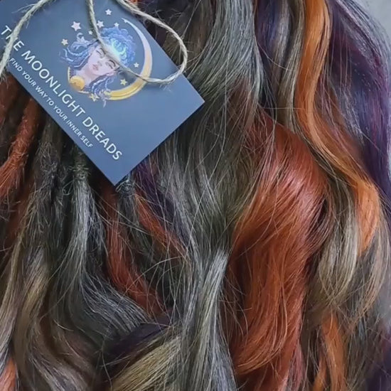 warm and rich, this set combines five carefully chosen shades: brown mixed with soft hazelnut brown, while fiery copper and golden auburn tones bring glowing warmth. A final touch of hand-blended plum purple adds contrast and mystery, completing this striking multi-tone mix.