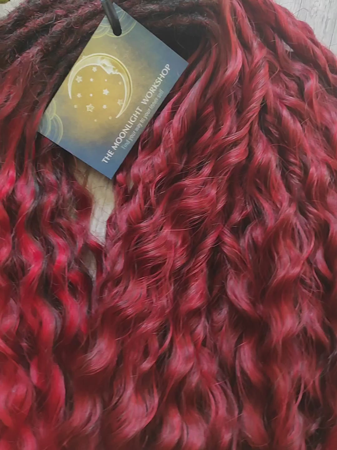 Ombre from dark to bloody red, soft, lightweight, and reusable synthetic double ended regular curls (NOT BRUSHABLE).
