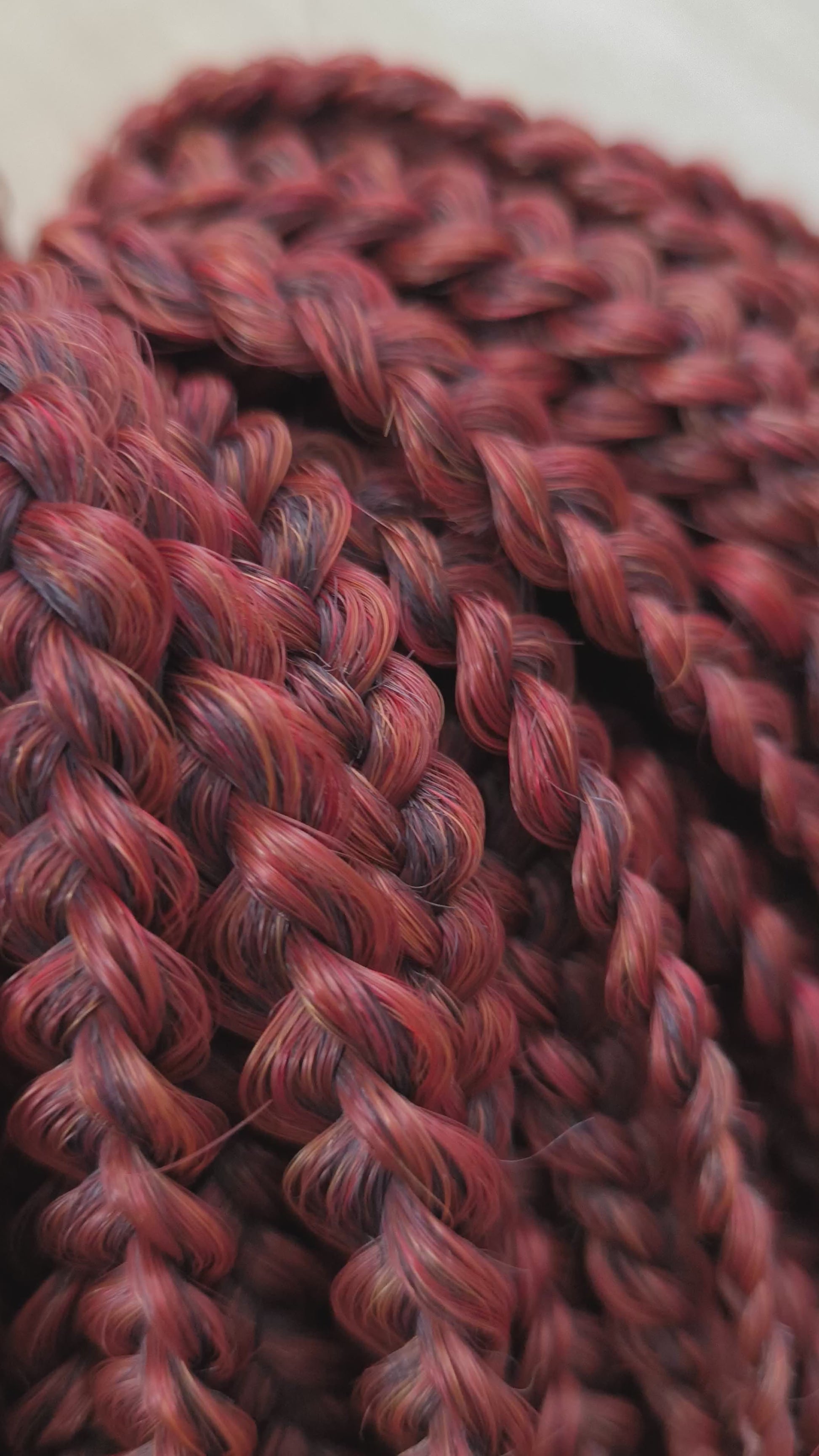 This rich, earthy shade of deep rusty red blends fiery energy with natural elegance — perfect for those who want a bold yet grounded look. Soft, lightweight, and reusable synthetic dreaded curls (standard dreaded, braided middle or push-up). Natural-looking waves let you brush these curls, which keeps them looking good longer!