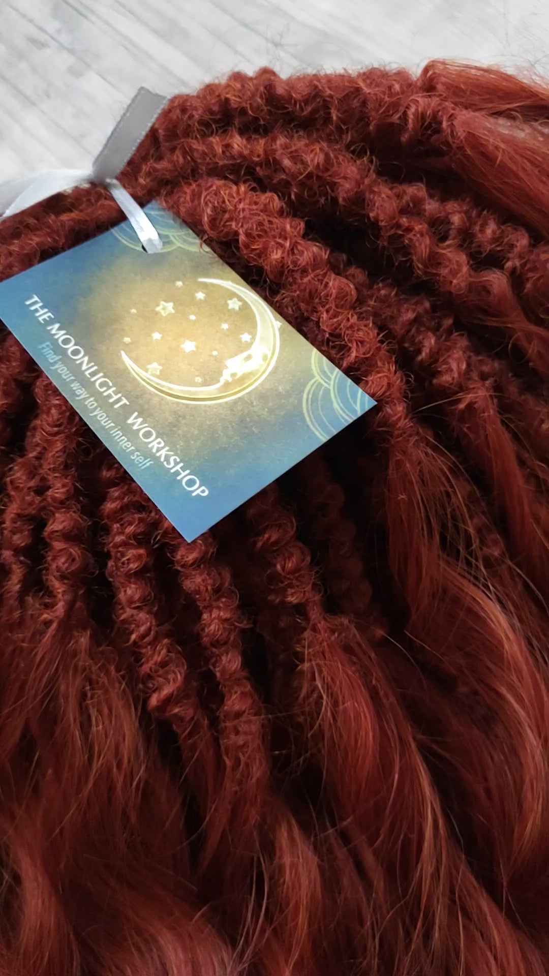 This rich, earthy shade of deep rusty red blends fiery energy with natural elegance — perfect for those who want a bold yet grounded look. Soft, lightweight, and reusable synthetic dreaded curls (standard dreaded, braided middle or push-up). Natural-looking waves let you brush these curls, which keeps them looking good longer!