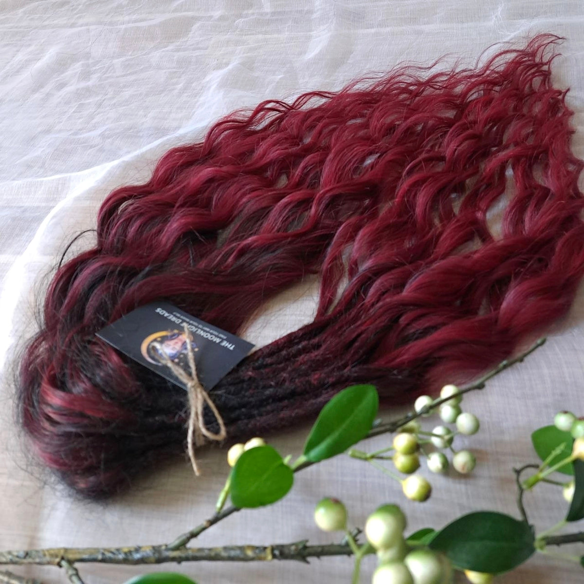 Ombre dark burgundy synthetic brushable curls (regular dreaded, braided middle or push-up)