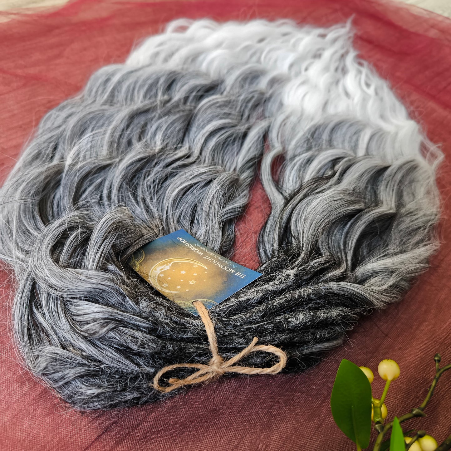 Ombre from grey to white (salt and pepper) soft, lightweight, and reusable synthetic brushable double ended wavy dreadlocks (regular dreaded, braided middle, or push-up).


The length:
Standard dreaded - 22-24 inches (55-60 cm), dreaded part ±4-5 inches
Braided middle - 22-24 inches (55-60 cm), braid ±4-5 inches folded (total ±8-10 inches)
Push-up / Dolly - 20-22 inches (50-55 cm), dreaded part ±4 inches (from working side)